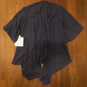 New NWT Sheer Chiffon Kimono Cardigan Wrap Open Solid Blue Elegant Formal MOB L